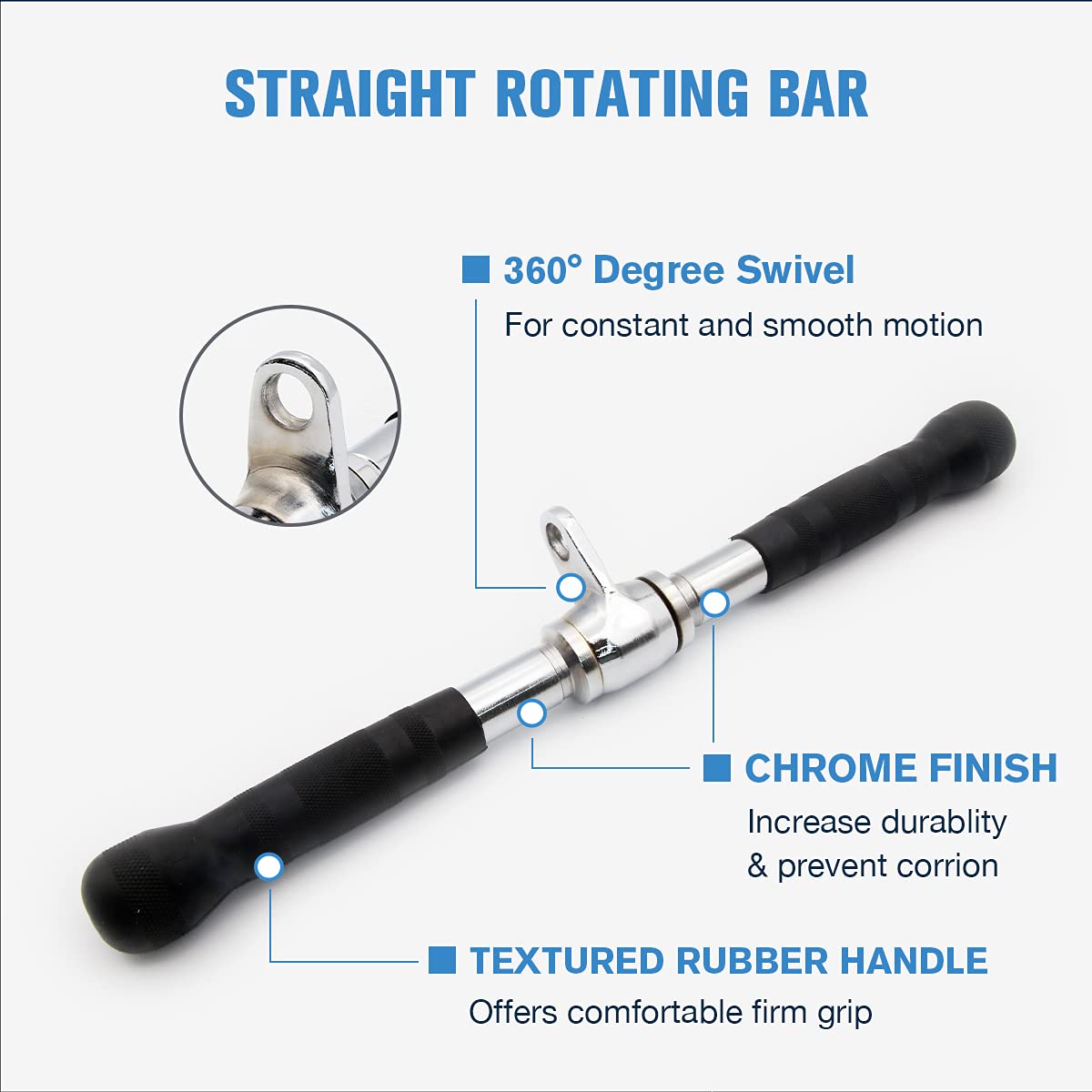 RitFit Cable Machine Attachments for Gym, LAT Pulldown Accessories with Multi-Option: V Bar, Tricep Rope, Double D Handle, Rotating Straight Bar, for Weight Fitness