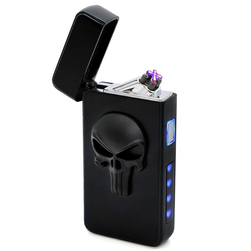 Rolls Electric Lighter - Stocking Stuffers - Gifts for Men - Cool Lighters - Electric Lighters Rechargeable - Mens Gifts - Skull Lighter - Birthday Gifts for Men - (Black Skull)