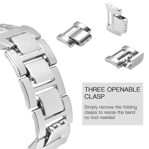 YONWORTH Posh Leather Band Compatible with Fitbit Charge 4 3 Bands, Women Boho Bracelets Wristbands Jewelry Multilayer Wrap Strap Replacement for 4/ 3/ 3SE Accessories (Glitter Silver)