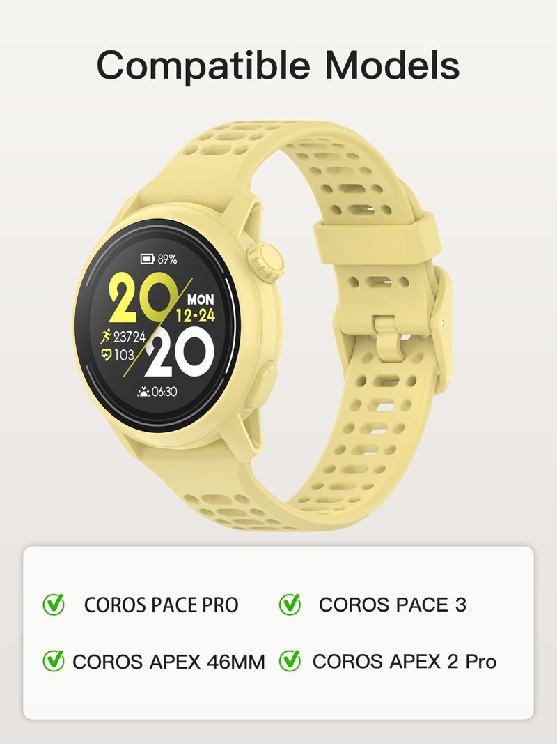 YANMONGI Silicone Bands Compatible with COROS PACE 4/PACE Pro/PACE 3/APEX 2 Pro/APEX PRO/APEX 46MM，Soft Silicone Breathable Strap Sport Band for Men Women-Purple