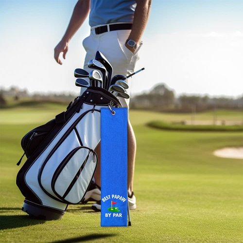ERHACHAIJIA Best Papaw by Par Embroidered Golf Towel with Clip. Funny Golf Accessories Gifts for Men Father Papa Golf Lover, Birthday Retirement