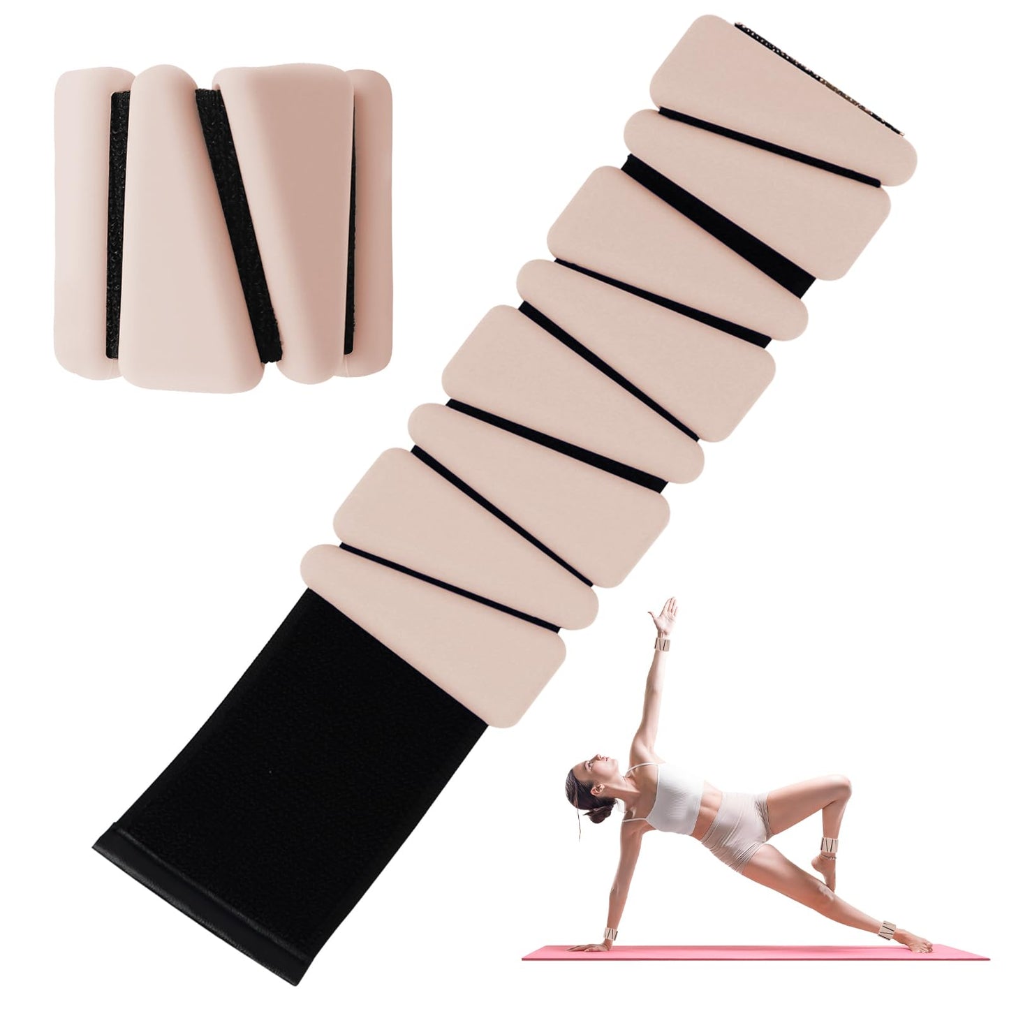 Wrist Weights Set of 2(1Lb Each), Adjustable Wrist and Ankle Weights Set for Women and Men, Wearable Silicone Wrist Bangles for Yoga, Dance, Pilates, Swimming, Cardio, Aerobics, Gym (Shining)