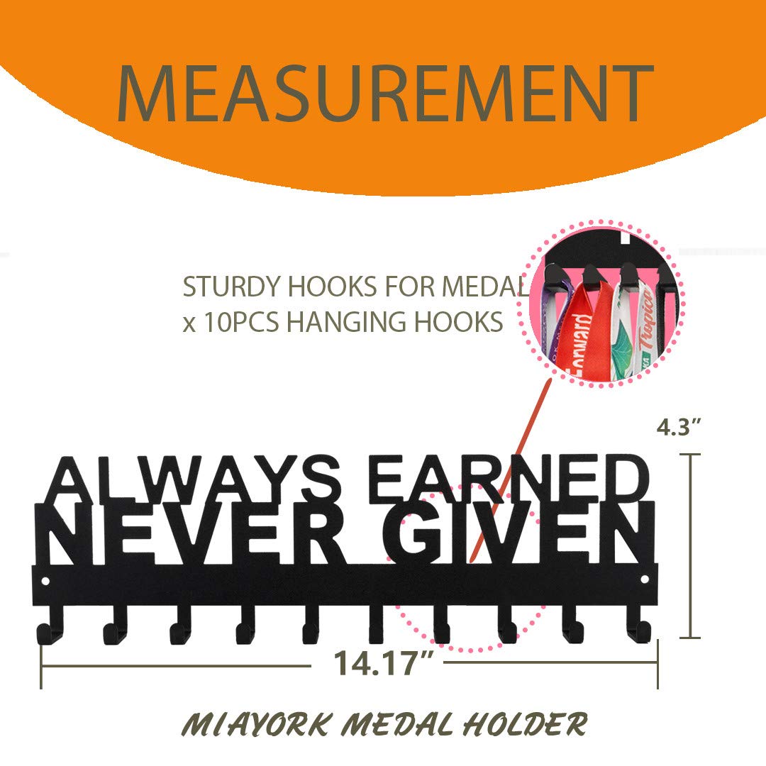 Miayork Medal Holder Display Hanger Rack Frame - Sturdy Wall Mount Medals Easy to Install