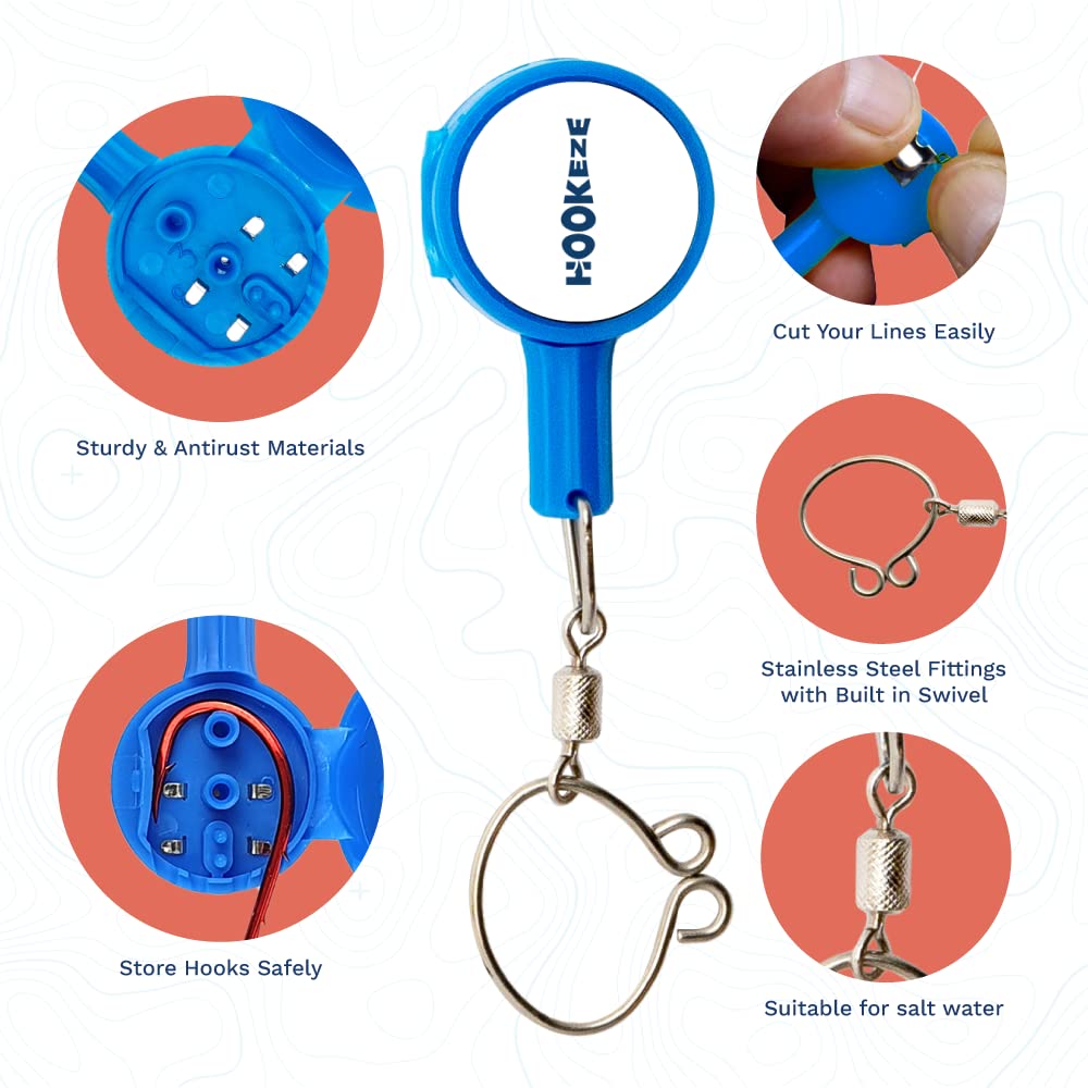 HOOK-EZE Fishing Knot Tying Tool, Two Standard Sized Tools Included - Safety Device & Line Cutter - Multifunctional Fishing Accessories - Covers Fully Rigged Hooks - Pink