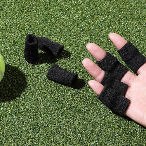 10-Pack Elastic Compression Finger Sleeves - Black Sport Support Braces