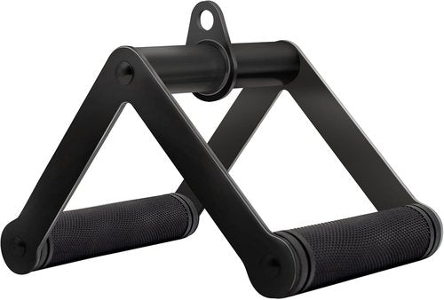 Double D Row Handle | Cable Attachment for Weight Training - Steel with Non-Slip Grip (Black)