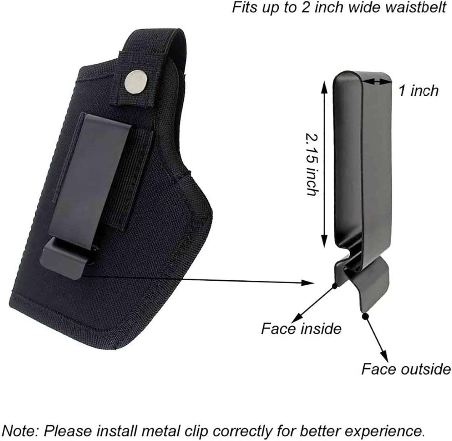 Skiennix Concealed Carry Holster - Metal Clip IWB/OWB for Airsoft Pistol Handguns | Right & Left Hand Draw