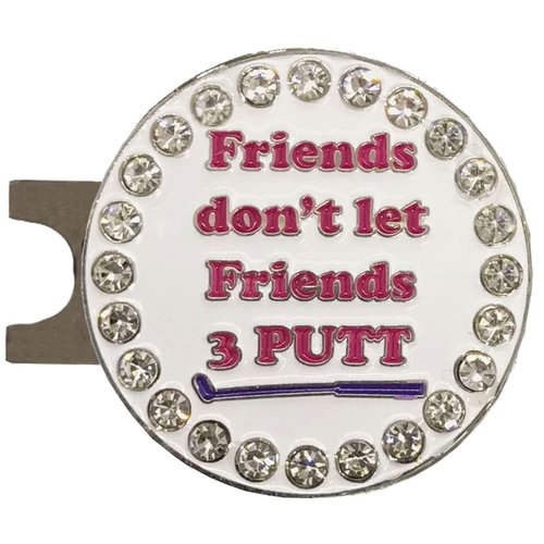 Giggle Golf Bling Golf Ball Marker with Magnetic Hat Clip – Friends Don’t Let Friends 3 Putt Sparkly Marker for Women Golfers – Fun Golf Gift with Organza Bag & Bonus Hand Cream