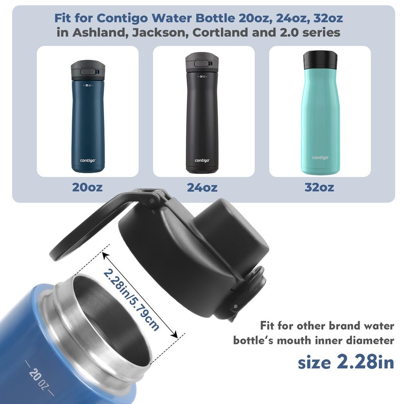 Water Bottle Lid Replacement Fit for Contigo Water Bottles 20oz 24oz and 32oz, Leak-proof and Dishwasher Save 2 Pack