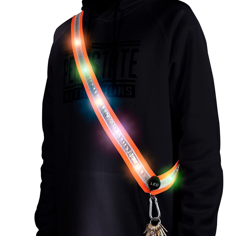OLIKER LED Night Running Gear High Visibility LED Flashing Sash Outdoor Running Cycling Hiking Jogging Rechargeable Illuminating Gear for Men and Women Night Safety Walking (Orange)