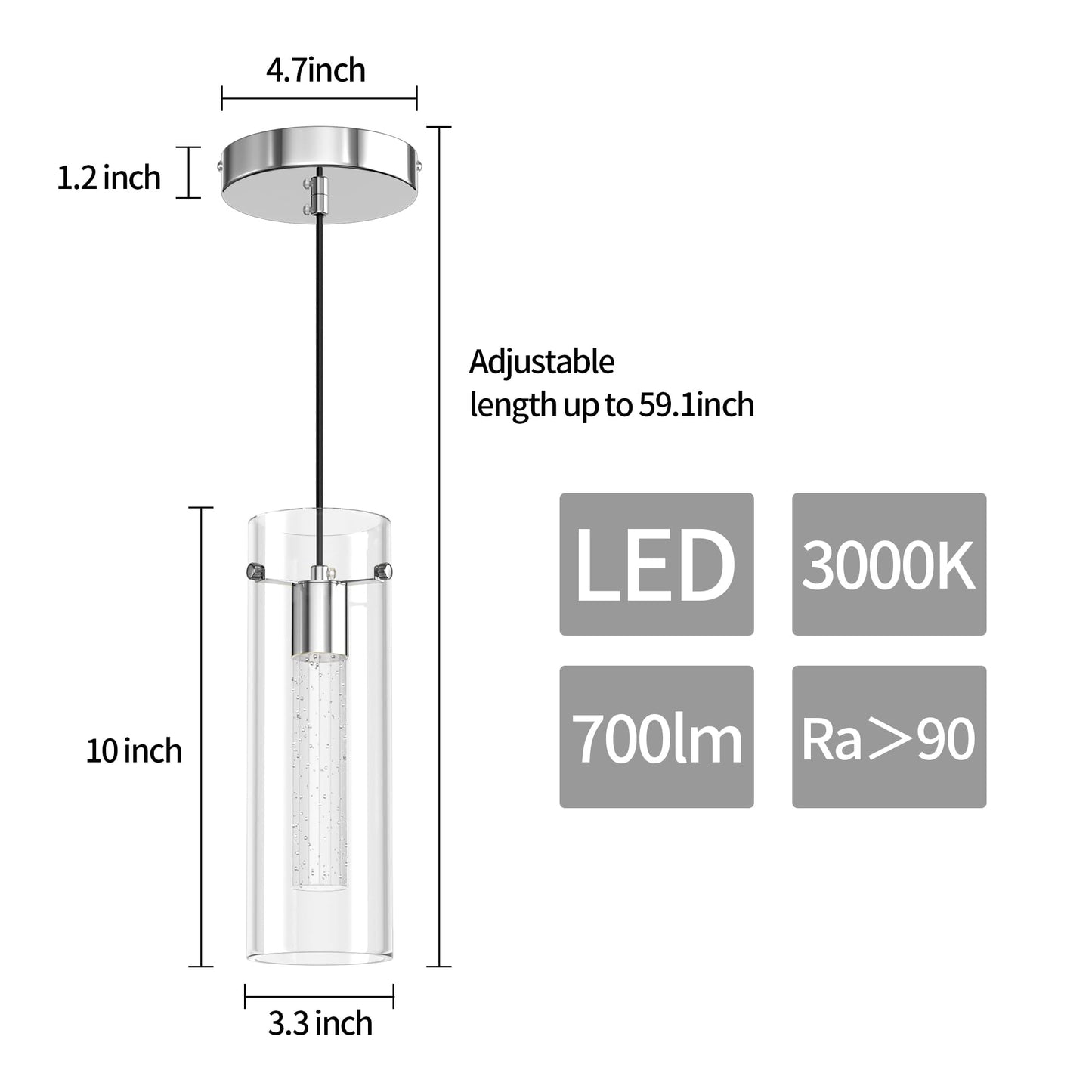 Aipsun Pendant Lights Kitchen Island 3 Pack Crystal Bubble Glass Hanging Light Fixtures 3000K Modern LED Kitchen Pendant Lighting Fixtures Ceiling
