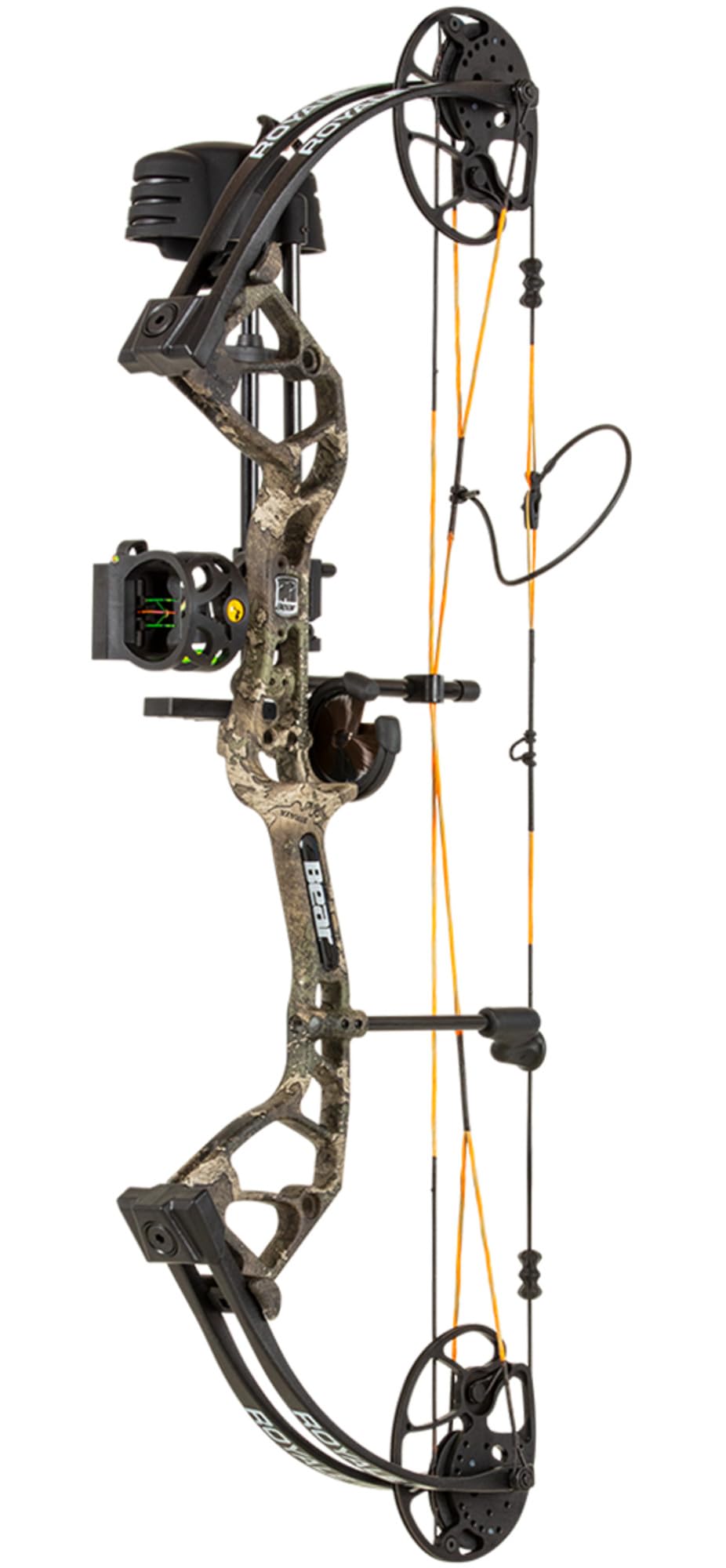 Bear Archery Royale RTH Compound Bow, Ready-to-Hunt Package, Right Handed Archers, 27" Bow, Adjustable Draw Weight 5-50lbs, Adjustable Draw Length 12"-27", True Timber Strata