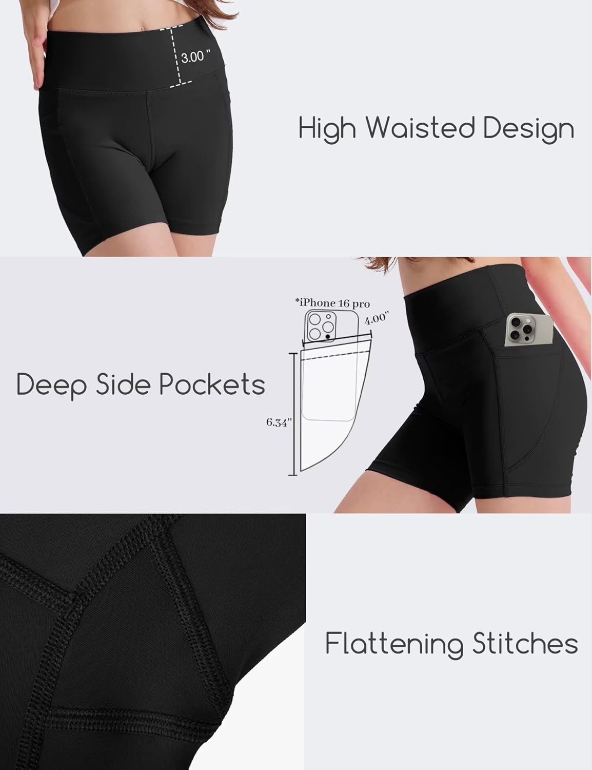 Skiennix Girls' High Waisted Biker Shorts - Stretchy Athletic Workout Shorts for Kids & Teens