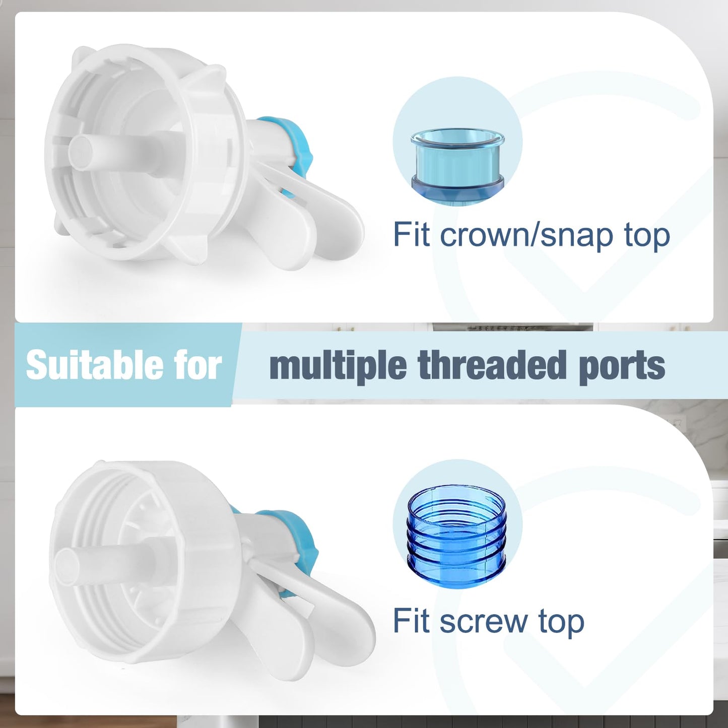 Stainless Steel 3-5 Gallon Water Jug Stand and 2 Dispenser Valves, Rust-Resistant Non Slip Water Stand with BPA Free Fast Flow Water Spout Fits Both 52mm and 55mm Bottles 2 CAPS Included