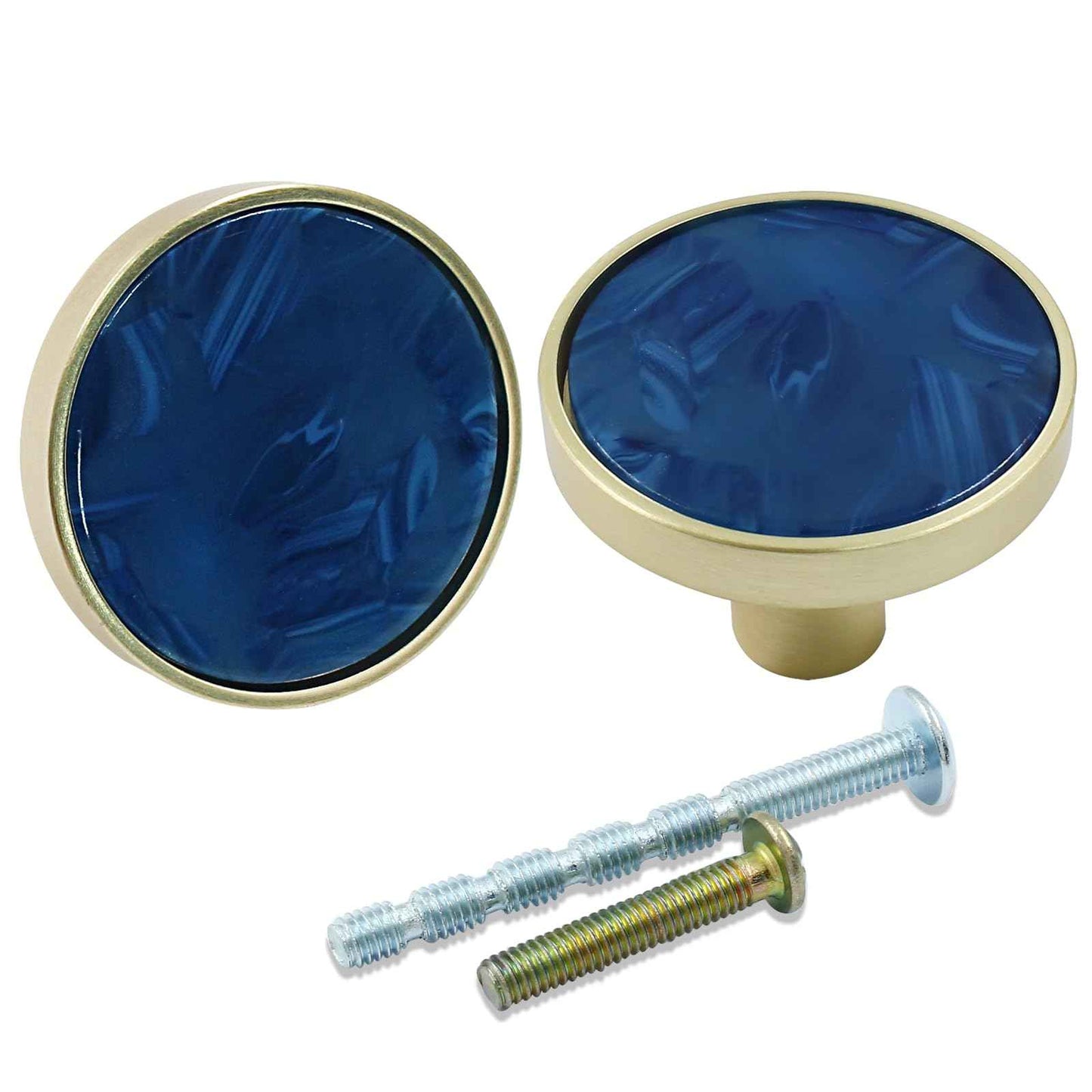 Bonsicoky 12 Pcs Gold Knobs for Dresser Drawers, Round Dresser Cabinet Knobs Pulls for Kitchen Cabinet Cupboard Door Furniture Decorative, Navy Blue