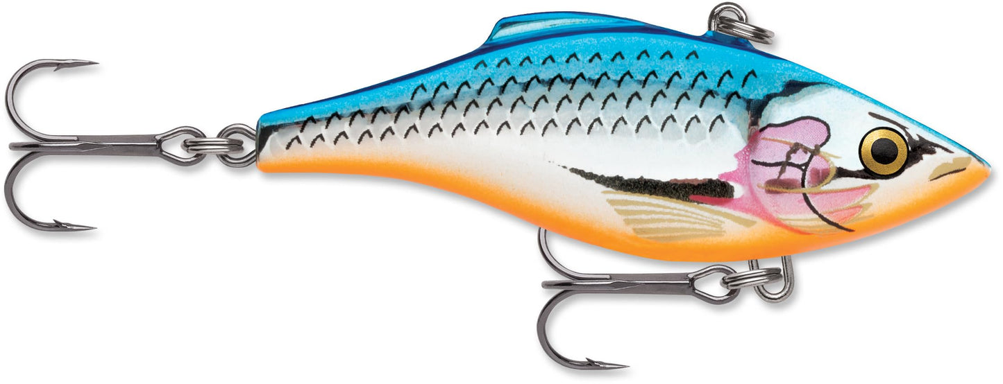 Rapala Rattlin Rapala Lipless Crankbait, Hard Bait Lure, Bass Walleye and Pike Fishing Lure, Loud Rattle, 3-1/8", Silver Blue