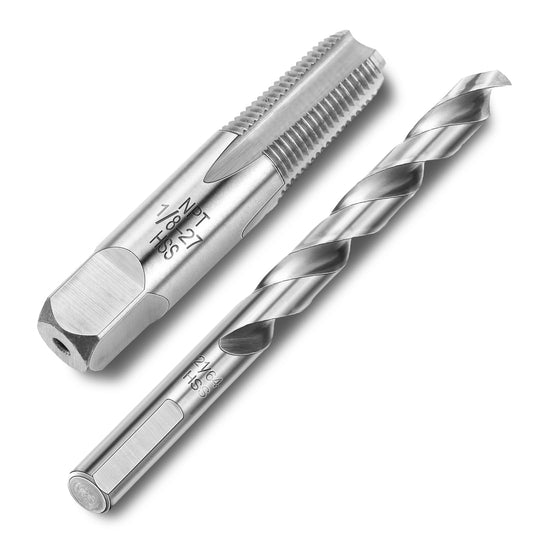 MorningRo 1/8-27 Npt Tap 21/64 Drill Bit, M2(6542) High Speed Steel Tap and Drill Bit Sets for Accurate Threads, Assorted Plumbers Mechanics DIY Thread Cutting Tools