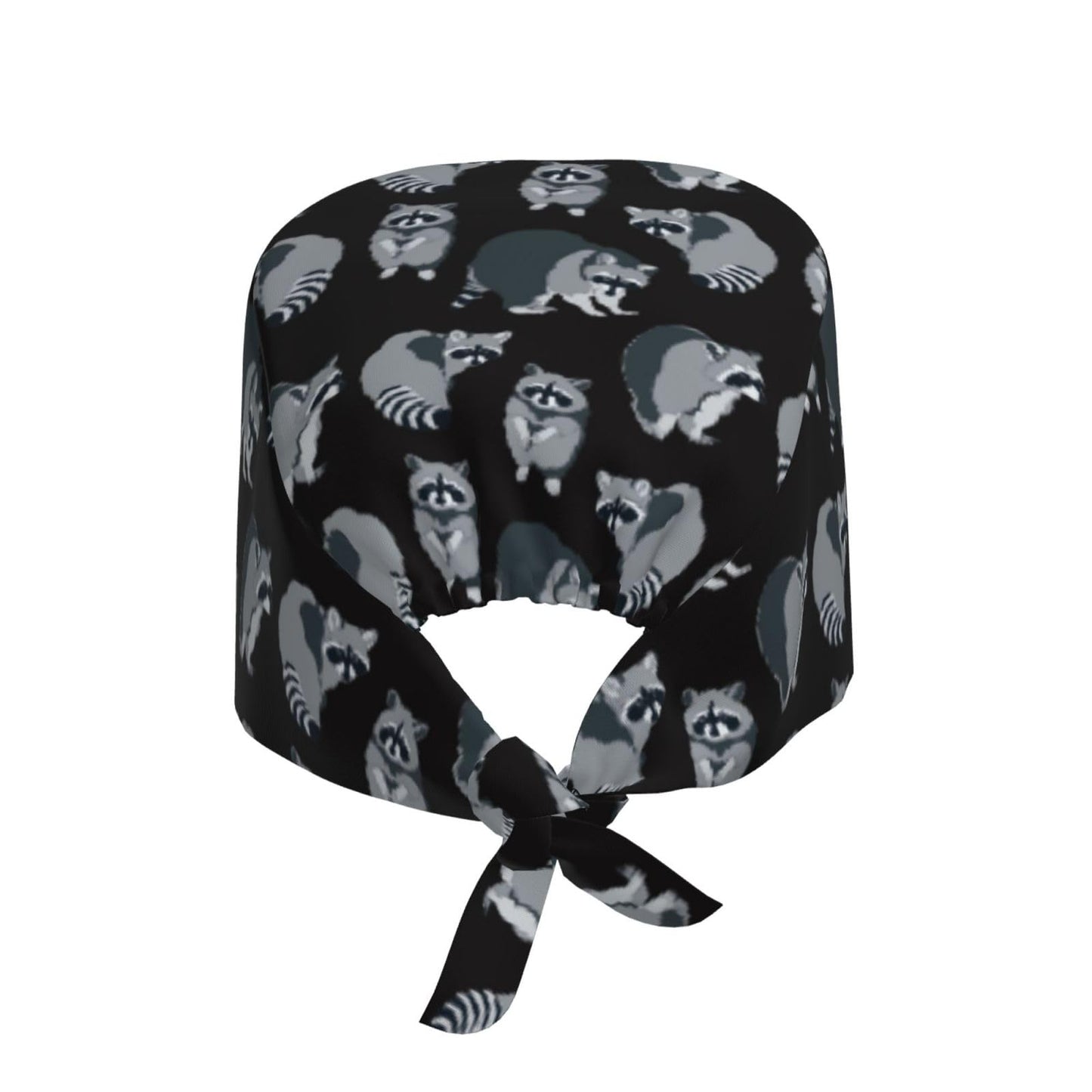 Funny Cute Racoon Raccoon Working Cap Scrub Cap with Sweatband Adjustable Unisex Women Tie Back Hat Nurse Surgical Caps