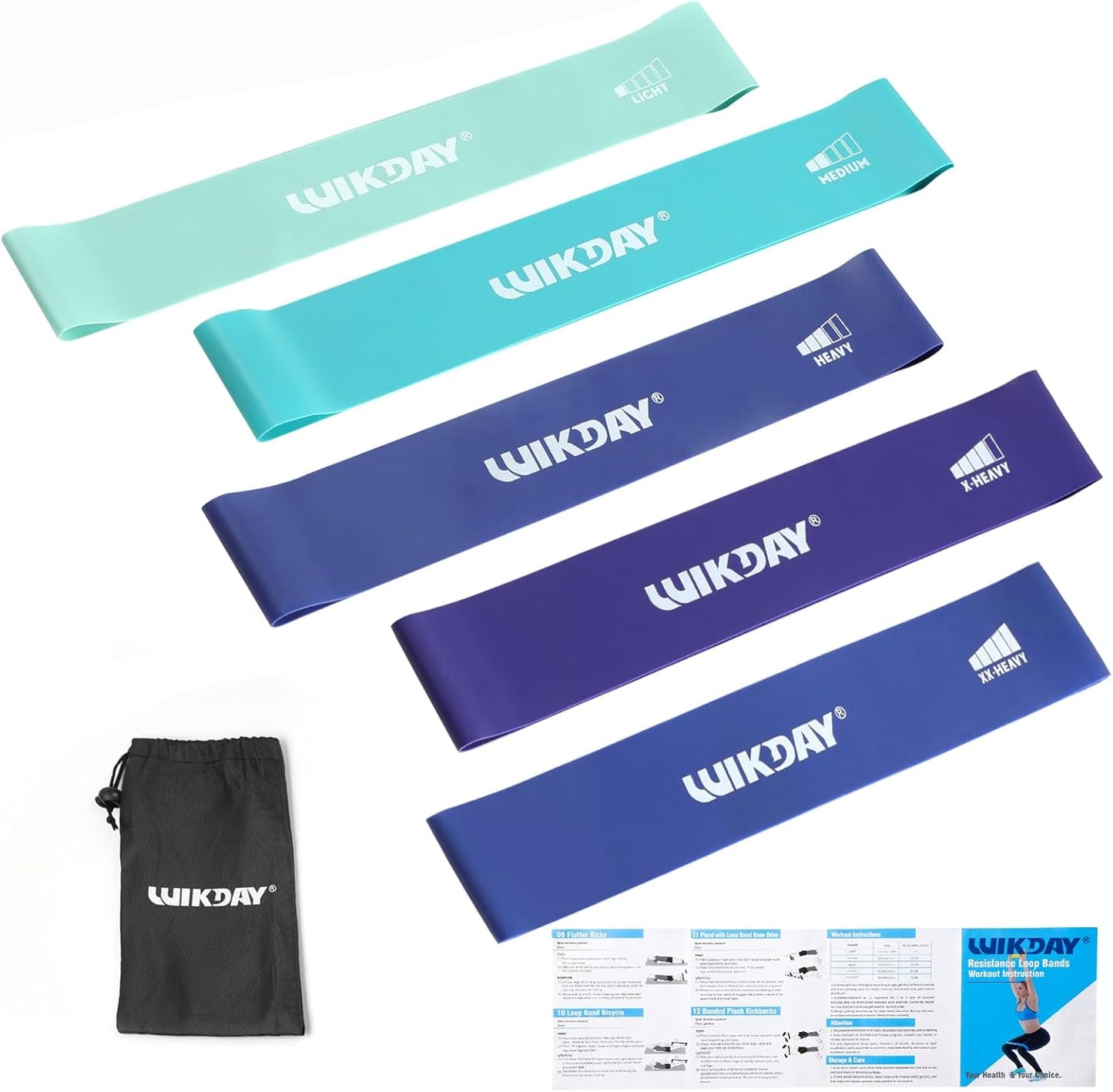 WIKDAY Resistance Bands - Versatile Workout Loop Bands Set for Men & Women | 5-Piece Set for Stretching & Crossfit