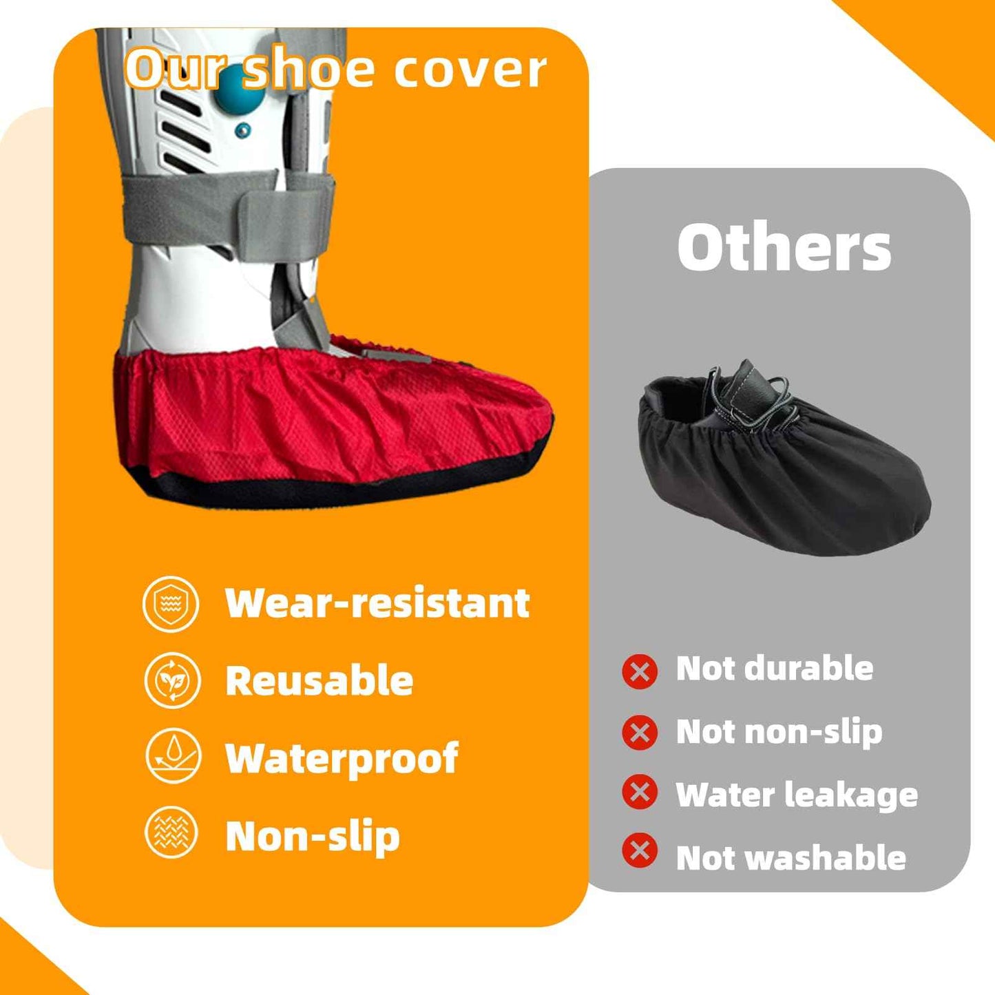 Air Cam Walking Boot Covers 2 pcs, Fracture Medical Cast Boots Shoe Covers for Broken Foot Ankle Recovery With Waterproof Anti-slip and Washable (X-Large)