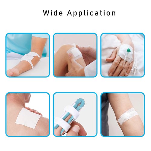 COMOmed 2 Packs Non-Woven Cover Roll Stretch Tape, Breathable Non-Woven Roll Tape Cohesive Wrap Bandages with Latex-Free Adhesive, 4" x 10 Yards