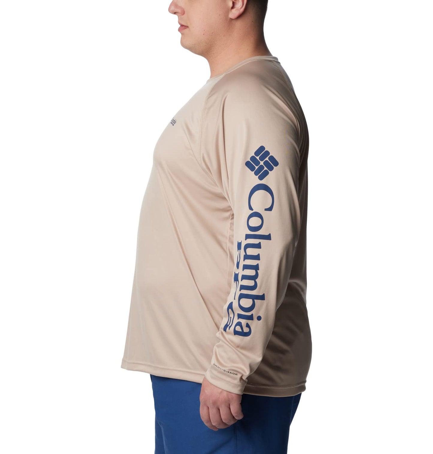 Columbia Men's Terminal Tackle Long Sleeve Shirt, Ancient Fossil/Carbon Logo, 5X Tall