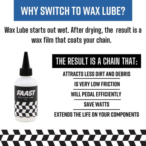 FAAST Wax Chain Lube - 4 fl oz - Liquid Wax Emulsion Chain lube for Low Friction on Road, Gravel and Mountain Biking.