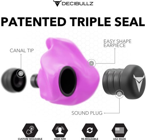 Decibullz - Custom Molded Earplugs | 31dB Highest NRR for Ultimate Comfort in Shooting, Travel & Concerts (2 Pack)
