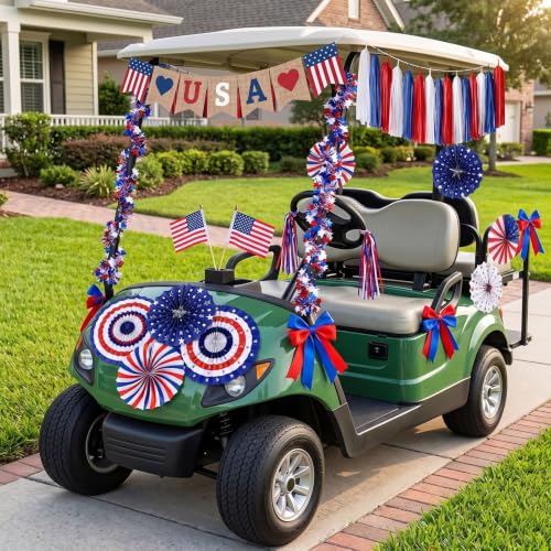 Patriotic 4th of July Bike Decor Kit – Flags, Streamers, Tassels & Garlands for Kids' Bikes