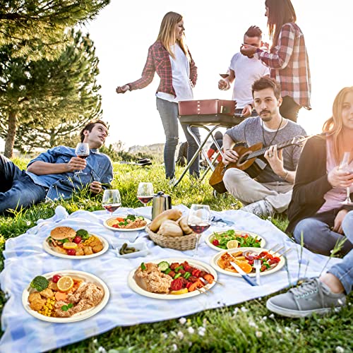 Vplus 12-Inch Compostable Oval Paper Plates 125 Pack White - Eco-Friendly Disposable Dinnerware