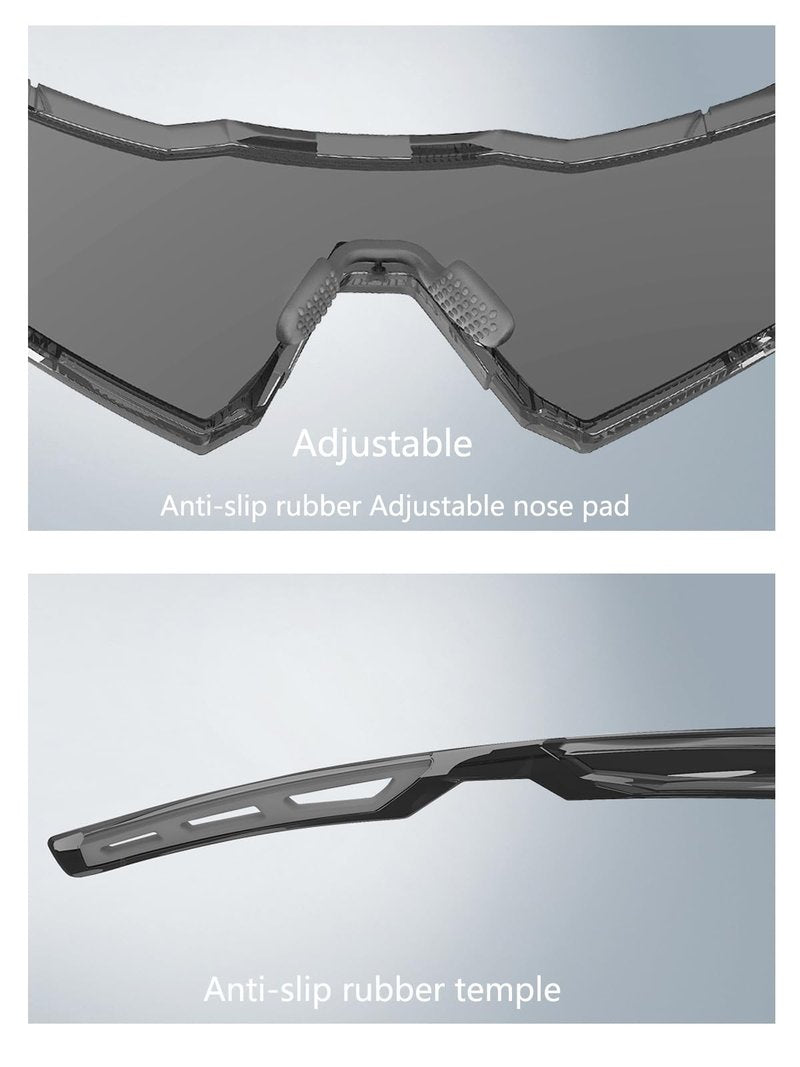 VIAHDA Wrap around Sunglasses for Big Heads Men and Women Windproof Outdoor Sports Cycling Sun Glasses 1154