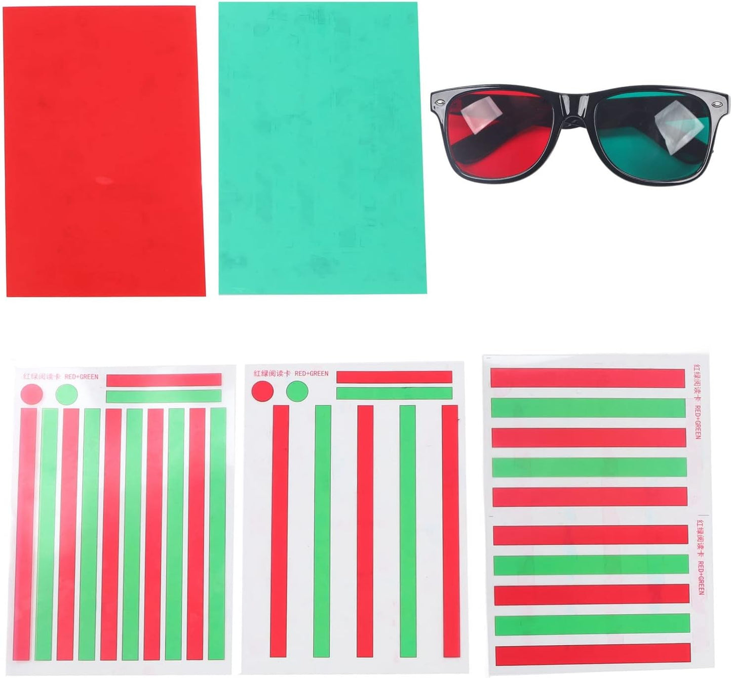Red Green Vision Correction Cards - Myopia & Strabismus Eye Training Glasses for Amblyopia