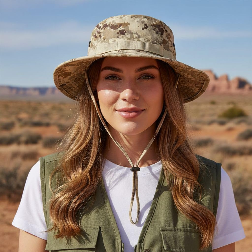 Sun Hats for Men Women Bucket Hat UPF 50+ Boonie Hat Foldable UV Protection Hiking Beach Fishing Summer Safari (1pack-1pack-DesertDigital)