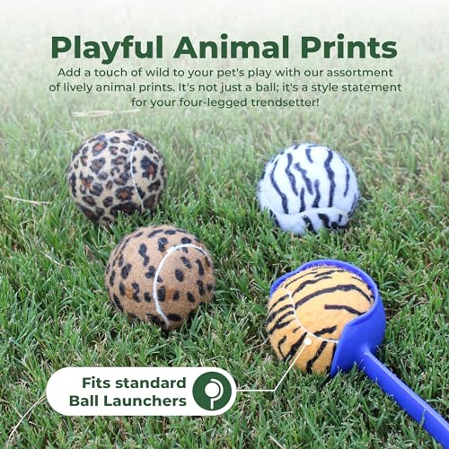 Dog Fetch Squeaker Balls - Animal Prints 4 Pack