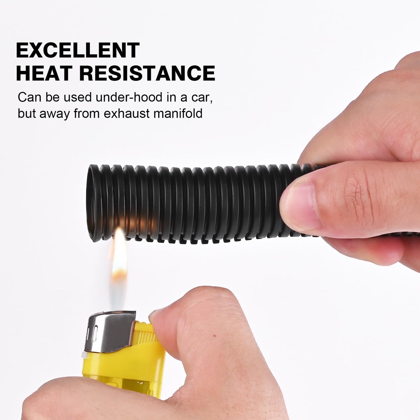 CrocSee 25ft - 1/4 inch Flame Retardant Split Wire Loom Tubing with Installation Tool - Flexible Wire Covers Cord Protectors - Black