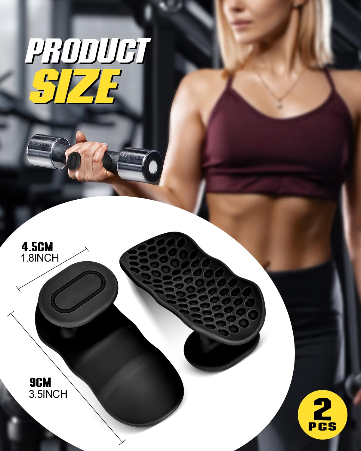 AEIKINISIS Weight Lifting Grips for Women & Men, Anti-Slip Rubber Gym Gloves for Palm Protection, Suitable for Dumbbell、Pull-Up、Deadlift (Black)