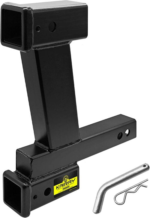 KAIRAY Trailer Dual Hitch Extender Adapter - 2-Inch & 10-Inch Riser/Drop, 10,000 lbs Towing Capacity