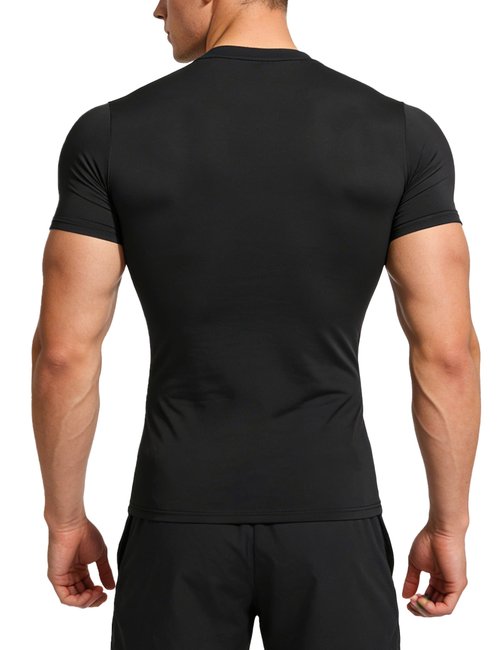 HovSiyla 5 Pack Men's Compression Shirts Short Sleeve Quick Dry Athletic Workout Base Layer Undershirt V Neck T Shirt for Gym 5 Black X-Large