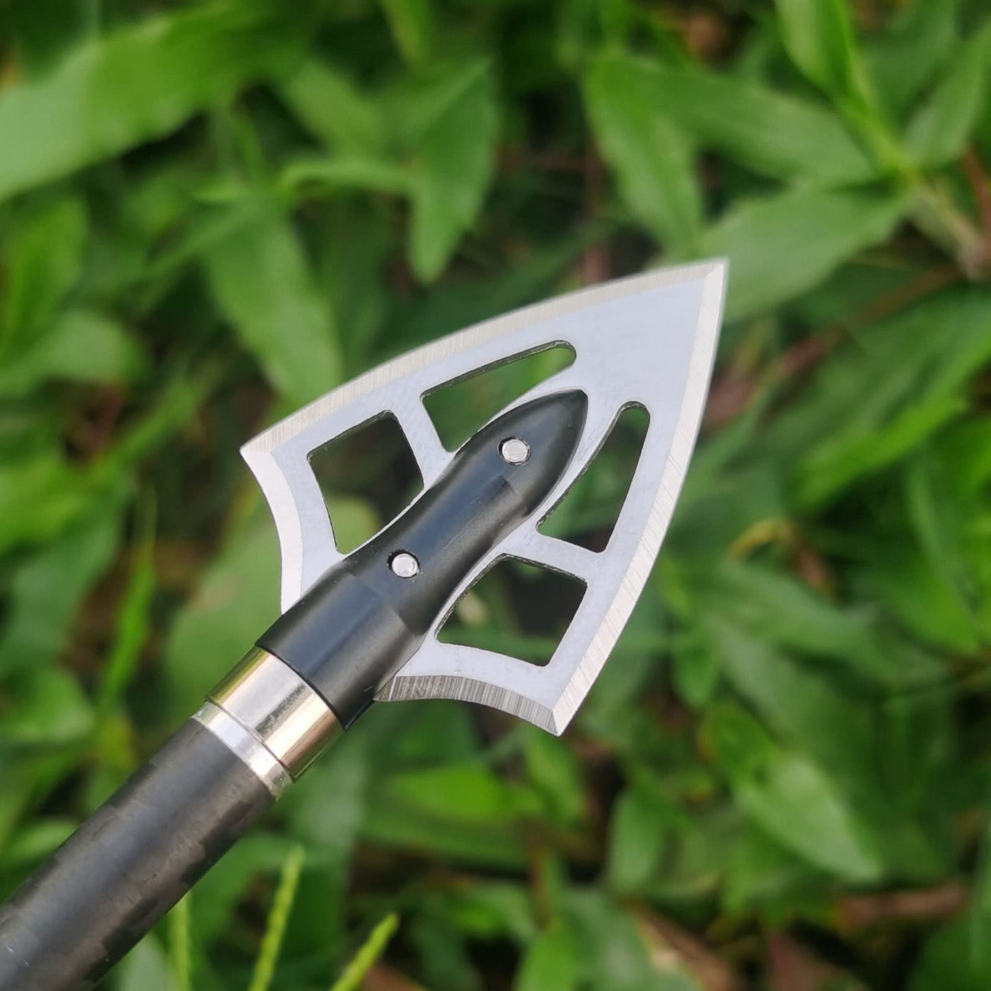 LeeMui Aluminum Hunting Archery Broadheads Blades Grain Screw-in Arrow Heads Tips Portable Case for Arrowheads Broadheads Black