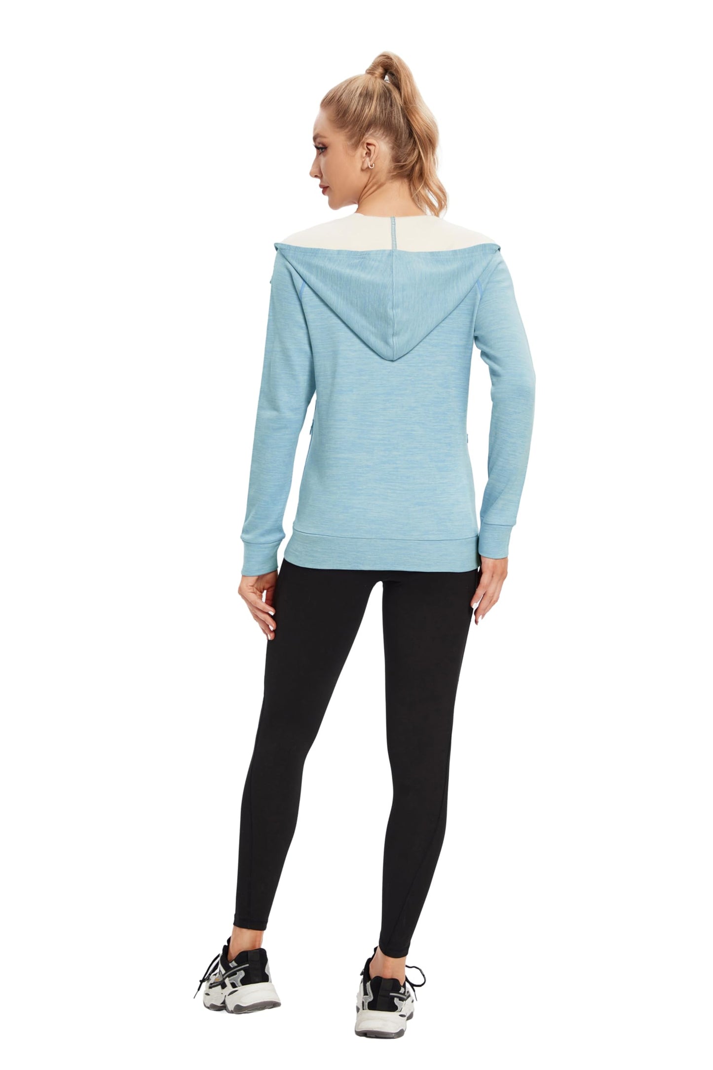 TIHEEN Womens Sports Running Yoga Jacket Slim Fit Full Zip Track Jacket With Pocket (Blue XL)