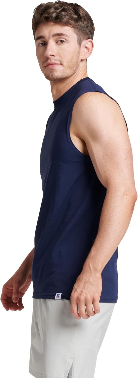 Russell Athletic Men's Dri-Power Muscle Shirts - Moisture-Wicking, Odor Protection, UPF 30+ | Sizes S-4X