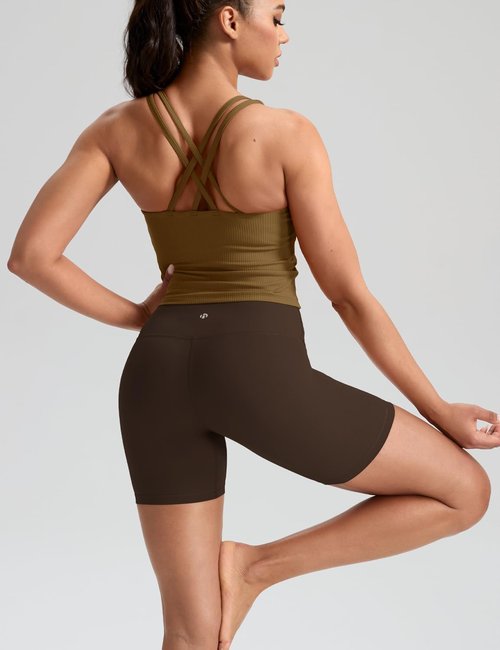 HeyNuts Zeal Bras | Longline Ribbed Sports Bra with Crisscross Back & Removable Pads | A-D Cups