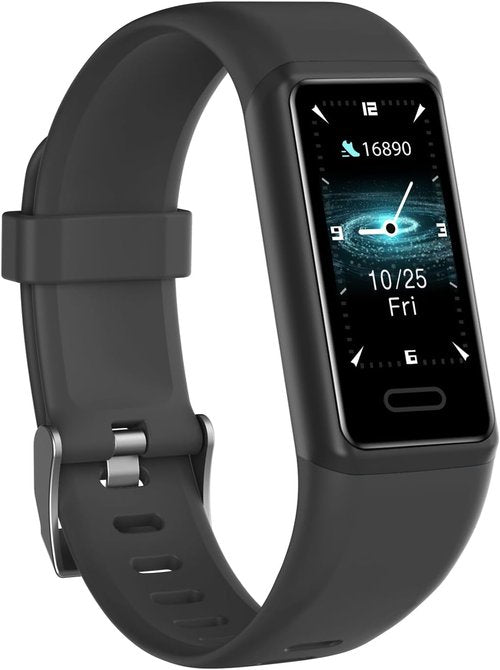 Cloudpoem Fitness Tracker - 24/7 Heart Rate Monitor & Sleep Tracker | Waterproof, Dark Black