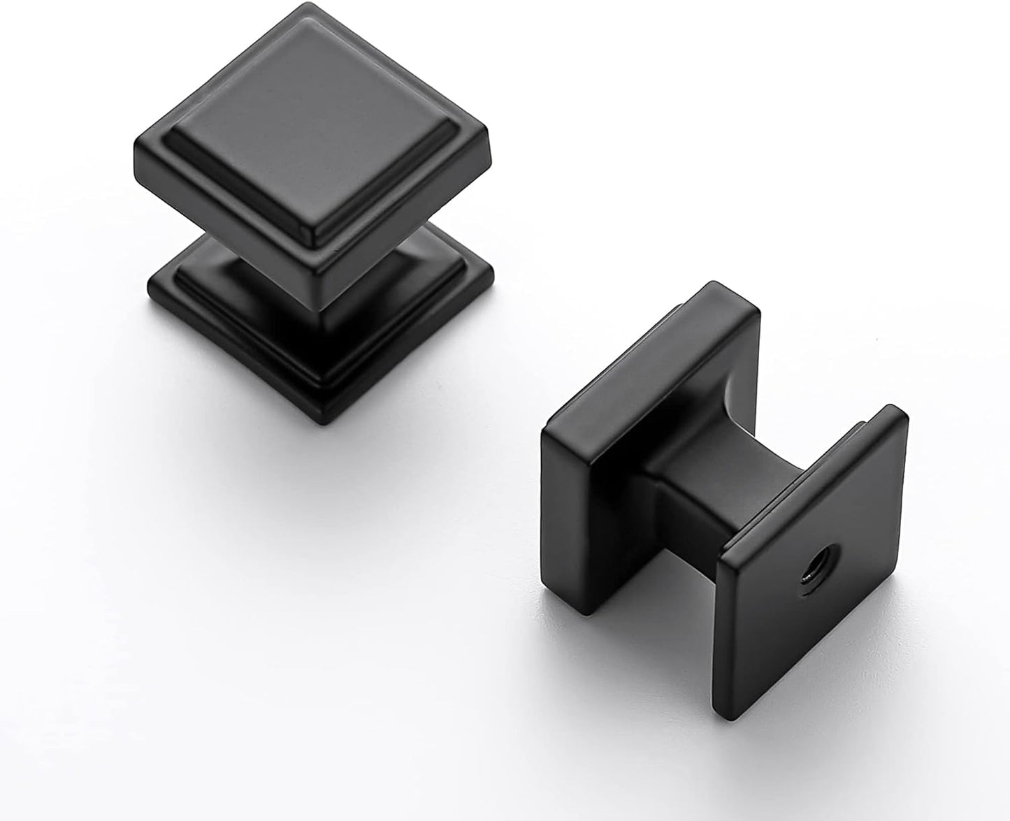 30 Pack Matte Black Square Kitchen Cabinet Knobs - Modern Zinc Drawer Pulls & Handles