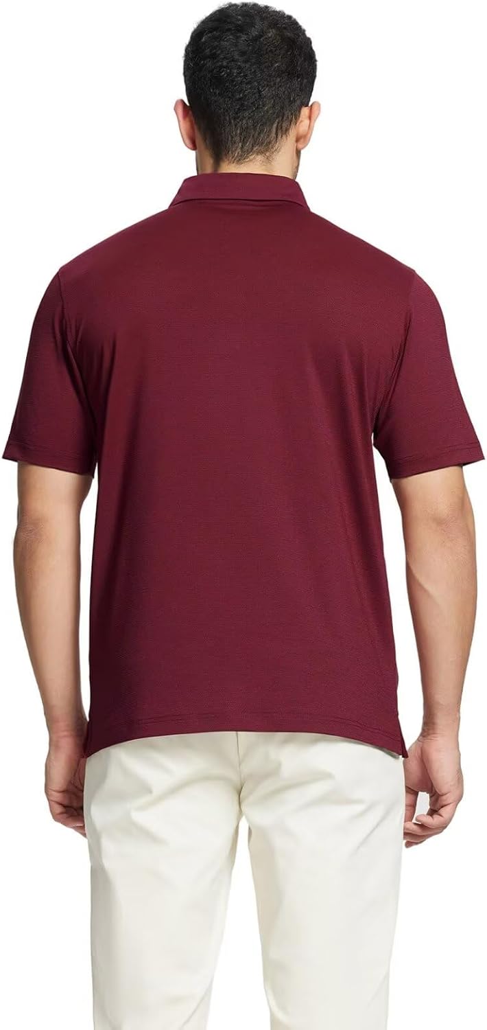 Rouen Men's Golf Shirts - Short Sleeve Quick-Dry Breathable Polo | Heather Jacquard Regular Fit