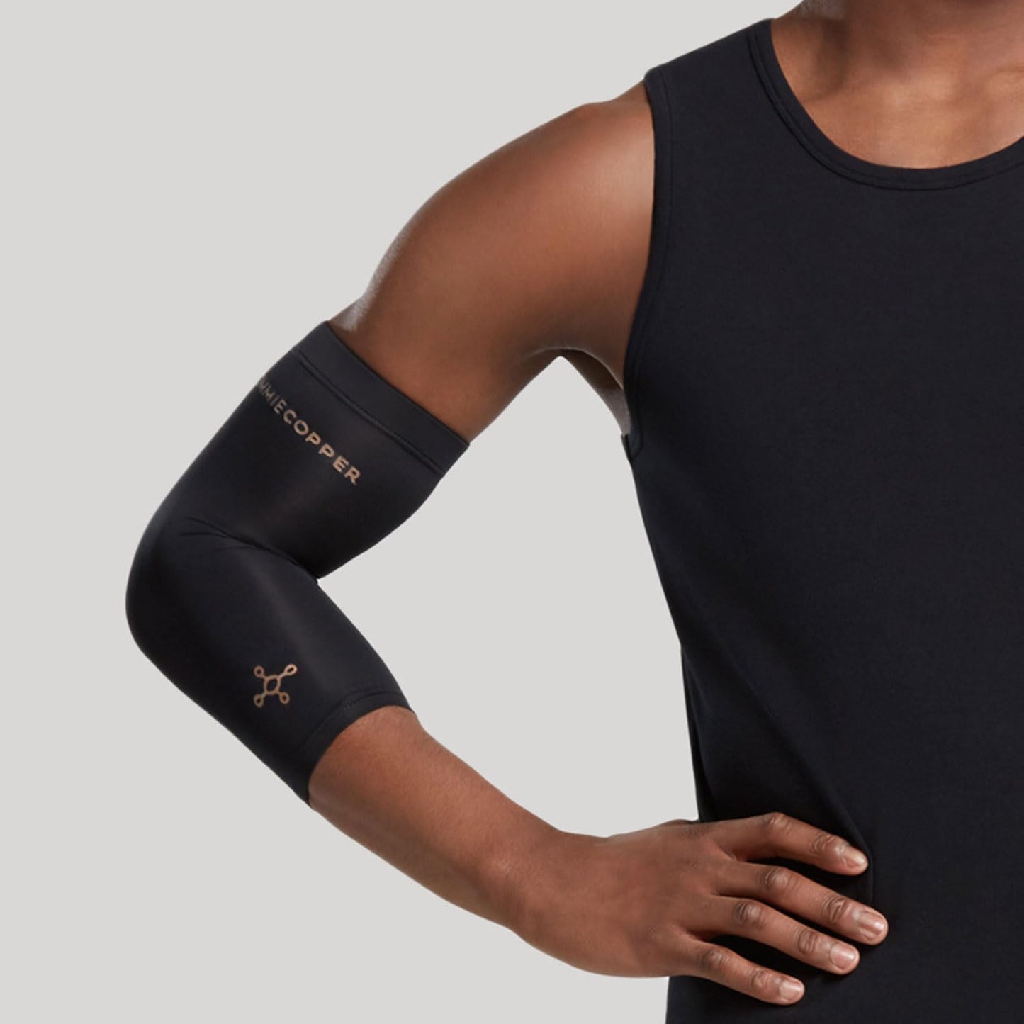 Tommie Copper Elbow Compression Sleeve For Tennis, Golfer's Elbow, Adjustable, Breathable Copper Elbow Brace, Black, Large