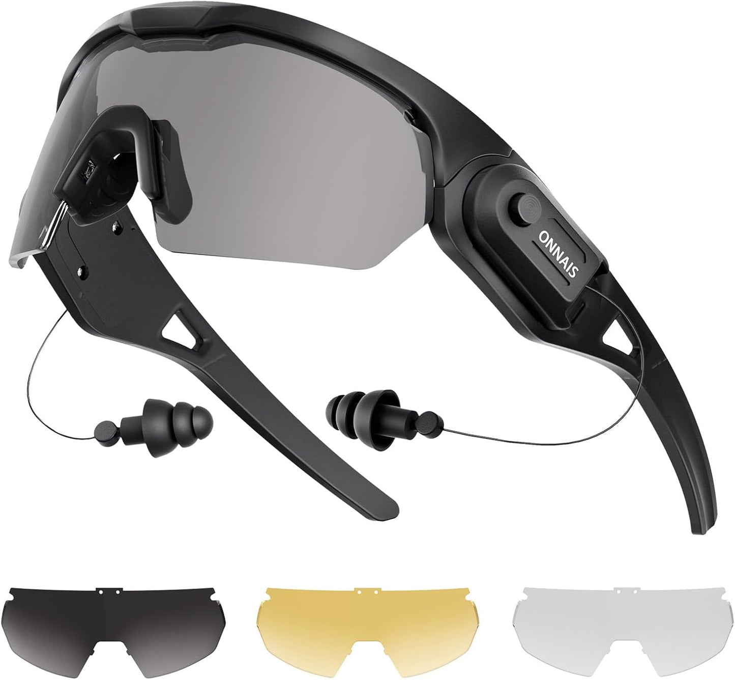 ONNAIS Shooting Glasses with Earplugs - ANSI Z87.1+ Safety Glasses with Detachable NRR 32dB Earplugs, Gifts for Men and Women