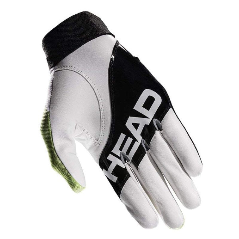HEAD Leather Racquetball Glove - Conquest Extra Grip Breathable Glove for Right & Left Hand - Black/Lime/White, Right - Large