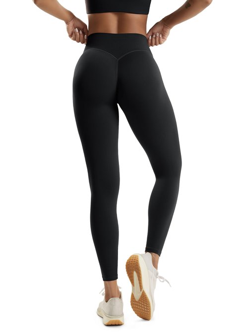 ODODOS Hidden Scrunch Butt Lifting Leggings for Women - 25" No Front Seam High Waist Booty Sculpting Yoga Pants, Black, Small