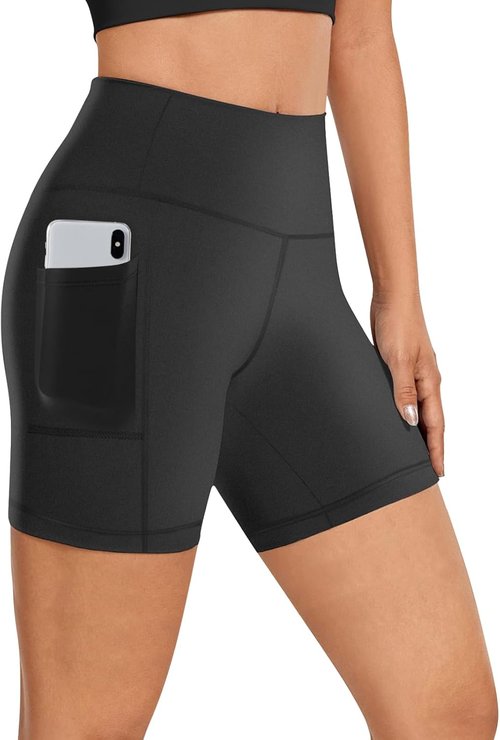 Buauty Biker Shorts for Women - High Waisted Tummy Control | 5"/8" Spandex Yoga & Gym Shorts with Pocket